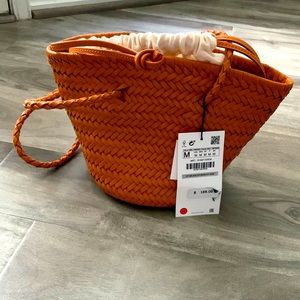 Zara Woven leather handbag NEW WITH TAGS